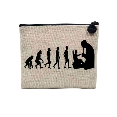 Tasche aus Leinen – Kollektion Parodie Evolution des Mannes Leidenschaft Sport Freizeit Musikinstrument Musik – Kosmetiktasche aus Leinen in Leinenoptik – Kulturbeutel – Geldbörse, Arcade, 15 x 10 cm, Tasche aus Leinen – Kollektion Parodie Evolution des Mannes Leidenschaft Sport Freizeit Musikinstrument Musik – Kosmetiktasche aus Leinen in Leinenoptik – Kulturbeutel – Geldbörse, Arcade, 15 x 10 cm, von Fabulous