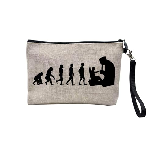 Tasche aus Leinen – Kollektion Parodie Evolution des Mannes Leidenschaft Sport Freizeit Musikinstrument Musik – Kosmetiktasche aus Leinen in Leinenoptik – Kulturbeutel – Geldbörse, Arcade, 23.5 x 15 von Fabulous
