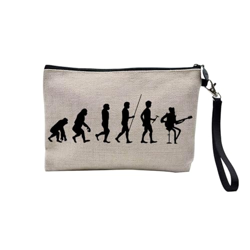 Tasche aus Leinen – Kollektion Parodie Evolution des Mannes Leidenschaft Sport Freizeit Musikinstrument Musik – Kosmetiktasche aus Leinen in Leinenoptik – Kulturbeutel – Geldbörse, Banjo, 23.5 x 15 von Fabulous