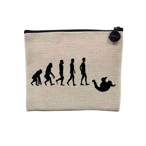 Tasche aus Leinen – Kollektion Parodie Evolution des Mannes Leidenschaft Sport Freizeit Musikinstrument Musik – Kosmetiktasche aus Leinen in Leinenoptik – Kulturbeutel – Geldbörse, Base Jump, 15 x 10 von Fabulous