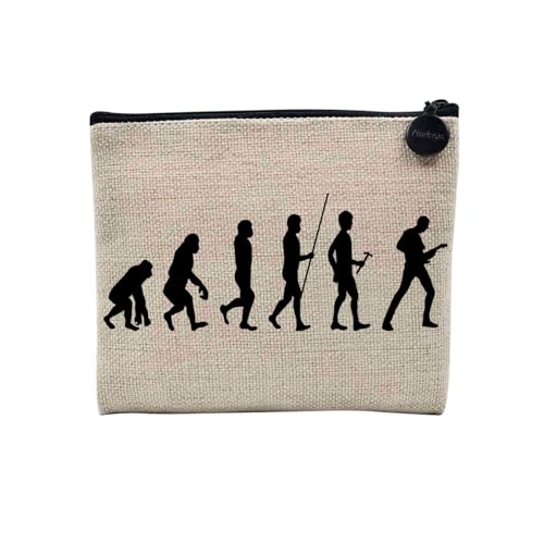 Tasche aus Leinen – Kollektion Parodie Evolution des Mannes Leidenschaft Sport Freizeit Musikinstrument Musik – Kosmetiktasche aus Leinen in Leinenoptik – Kulturbeutel – Geldbörse, E-Bass, 15 x 10 cm, von Fabulous