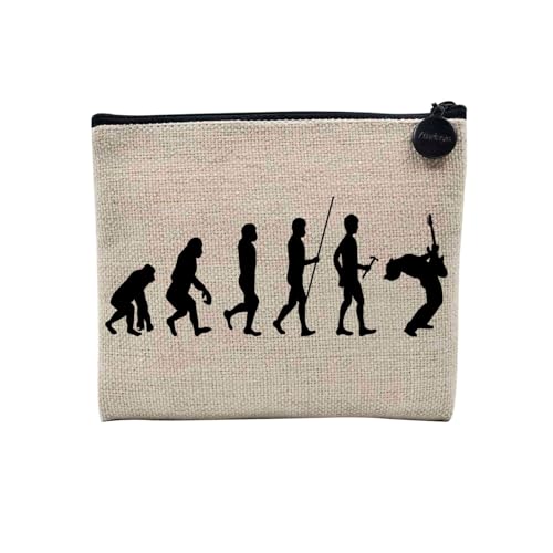 Tasche aus Leinen – Kollektion Parodie Evolution des Mannes Leidenschaft Sport Freizeit Musikinstrument Musik – Kosmetiktasche aus Leinen in Leinenoptik – Kulturbeutel – Geldbörse, E-Gitarre 2, 15 x von Fabulous