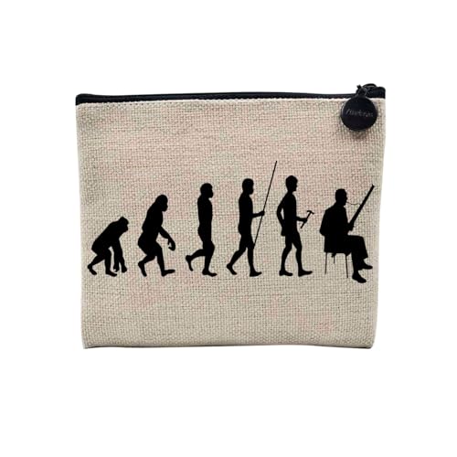 Tasche aus Leinen – Kollektion Parodie Evolution des Mannes Leidenschaft Sport Freizeit Musikinstrument Musik – Kosmetiktasche aus Leinen in Leinenoptik – Kulturbeutel – Geldbörse, Fagon, 15 x 10 cm, von Fabulous