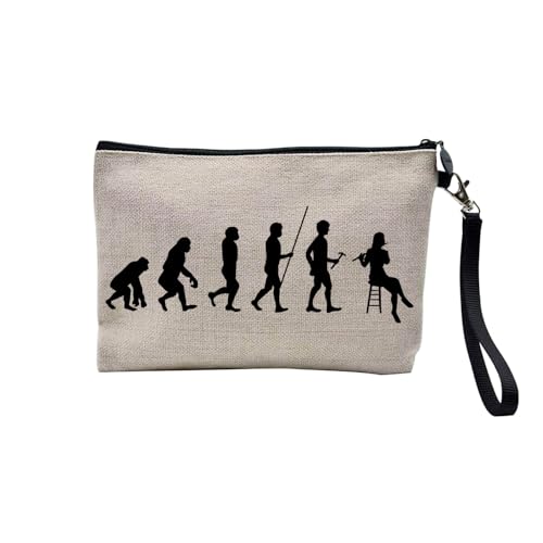 Tasche aus Leinen – Kollektion Parodie Evolution des Mannes Leidenschaft Sport Freizeit Musikinstrument Musik – Kosmetiktasche aus Leinen in Leinenoptik – Kulturbeutel – Geldbörse, Flöte, 23.5 x 15 von Fabulous