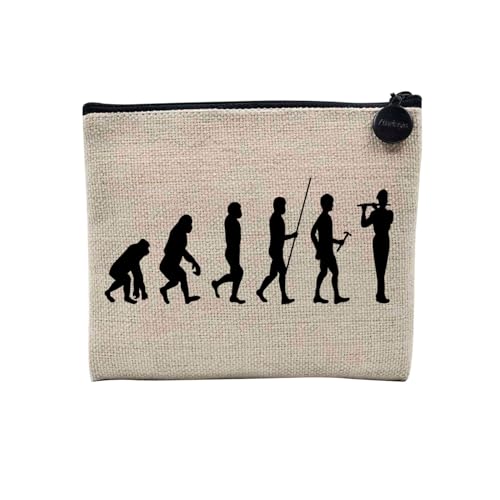 Tasche aus Leinen – Kollektion Parodie Evolution des Mannes Leidenschaft Sport Freizeit Musikinstrument Musik – Kosmetiktasche aus Leinen in Leinenoptik – Kulturbeutel – Geldbörse, Flöte 2, 15 x 10 von Fabulous