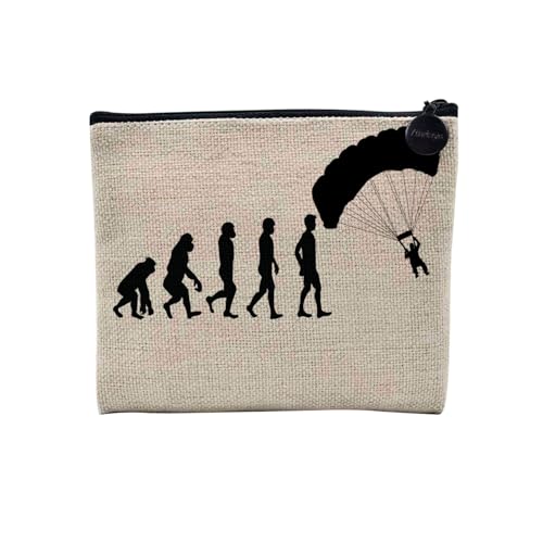 Tasche aus Leinen – Kollektion Parodie Evolution des Mannes Leidenschaft Sport Freizeit Musikinstrument Musik – Kosmetiktasche aus Leinen in Leinenoptik – Kulturbeutel – Geldbörse, Gleitschirmfliegen, von Fabulous
