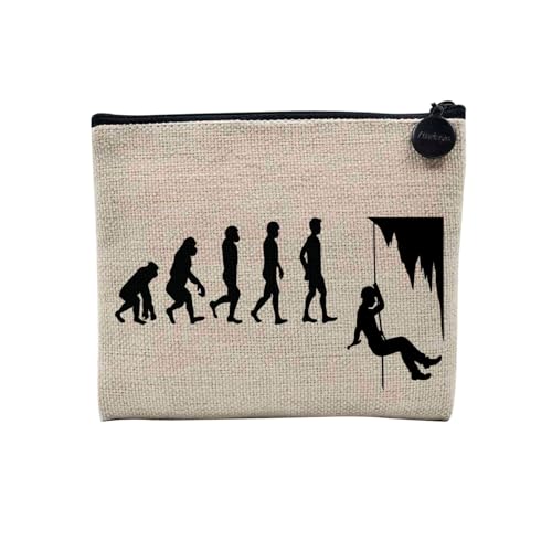 Tasche aus Leinen – Kollektion Parodie Evolution des Mannes Leidenschaft Sport Freizeit Musikinstrument Musik – Kosmetiktasche aus Leinen in Leinenoptik – Kulturbeutel – Geldbörse, Höhlen, 15 x 10 cm, von Fabulous