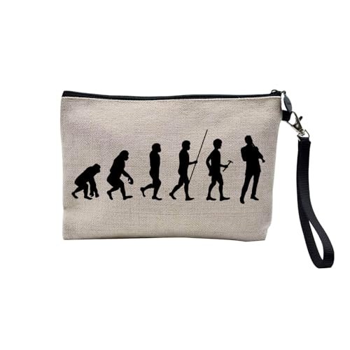 Tasche aus Leinen – Kollektion Parodie Evolution des Mannes Leidenschaft Sport Freizeit Musikinstrument Musik – Kosmetiktasche aus Leinen in Leinenoptik – Kulturbeutel – Geldbörse, Klarinette, 23.5 x von Fabulous