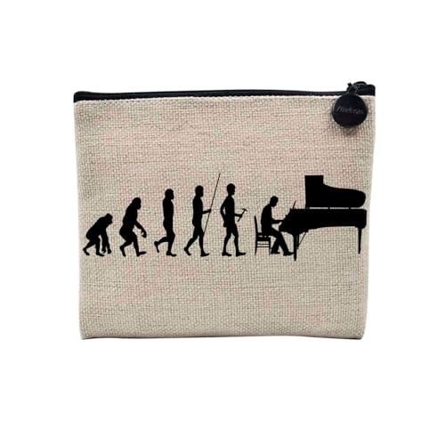 Tasche aus Leinen – Kollektion Parodie Evolution des Mannes Leidenschaft Sport Freizeit Musikinstrument Musik – Kosmetiktasche aus Leinen in Leinenoptik – Kulturbeutel – Geldbörse, Klavier, 15 x 10 von Fabulous