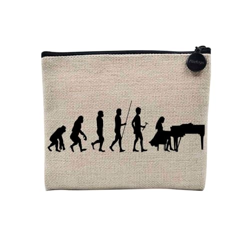 Tasche aus Leinen – Kollektion Parodie Evolution des Mannes Leidenschaft Sport Freizeit Musikinstrument Musik – Kosmetiktasche aus Leinen in Leinenoptik – Kulturbeutel – Geldbörse, Klavier 2, 15 x 10 von Fabulous