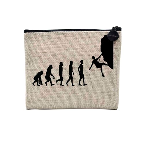 Tasche aus Leinen – Kollektion Parodie Evolution des Mannes Leidenschaft Sport Freizeit Musikinstrument Musik – Kosmetiktasche aus Leinen in Leinenoptik – Kulturbeutel – Geldbörse, Klettern, 15 x 10 von Fabulous