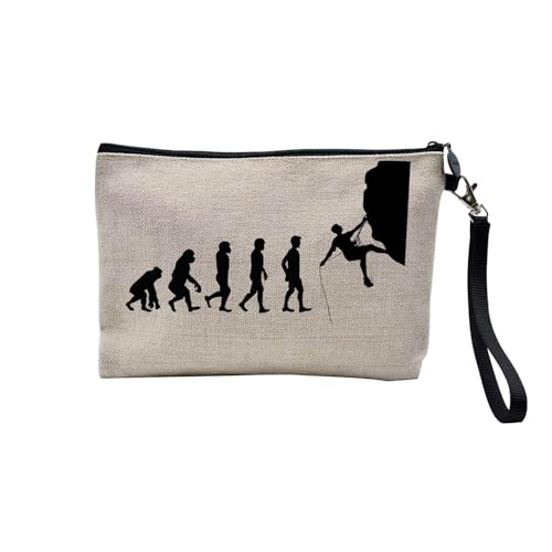 Tasche aus Leinen – Kollektion Parodie Evolution des Mannes Leidenschaft Sport Freizeit Musikinstrument Musik – Kosmetiktasche aus Leinen in Leinenoptik – Kulturbeutel – Geldbörse, Klettern, 23.5 x 15 von Fabulous