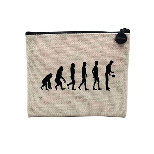 Tasche aus Leinen – Kollektion Parodie Evolution des Mannes Leidenschaft Sport Freizeit Musikinstrument Musik – Kosmetiktasche aus Leinen in Leinenoptik – Kulturbeutel – Geldbörse, Koch, 15 x 10 cm, von Fabulous