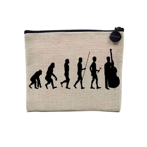 Tasche aus Leinen – Kollektion Parodie Evolution des Mannes Leidenschaft Sport Freizeit Musikinstrument Musik – Kosmetiktasche aus Leinen in Leinenoptik – Kulturbeutel – Geldbörse, Kontrabass 2, 15 x von Fabulous