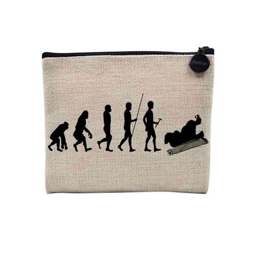 Tasche aus Leinen – Kollektion Parodie Evolution des Mannes Leidenschaft Sport Freizeit Musikinstrument Musik – Kosmetiktasche aus Leinen in Leinenoptik – Kulturbeutel – Geldbörse, Koto Japan, 15 x 10 von Fabulous