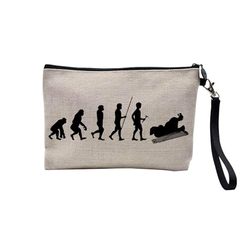 Tasche aus Leinen – Kollektion Parodie Evolution des Mannes Leidenschaft Sport Freizeit Musikinstrument Musik – Kosmetiktasche aus Leinen in Leinenoptik – Kulturbeutel – Geldbörse, Koto Japan, 23.5 x von Fabulous