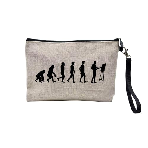 Tasche aus Leinen – Kollektion Parodie Evolution des Mannes Leidenschaft Sport Freizeit Musikinstrument Musik – Kosmetiktasche aus Leinen in Leinenoptik – Kulturbeutel – Geldbörse, Künstler, 23.5 x 15 von Fabulous