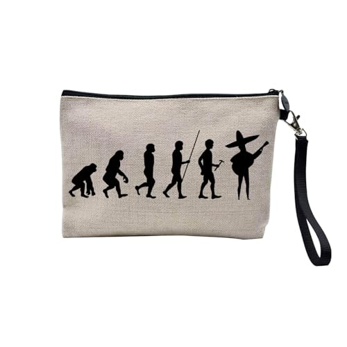 Tasche aus Leinen – Kollektion Parodie Evolution des Mannes Leidenschaft Sport Freizeit Musikinstrument Musik – Kosmetiktasche aus Leinen in Leinenoptik – Kulturbeutel – Geldbörse, Mariachi, 23.5 x 15 von Fabulous