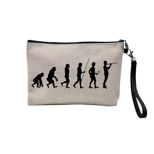 Tasche aus Leinen – Kollektion Parodie Evolution des Mannes Leidenschaft Sport Freizeit Musikinstrument Musik – Kosmetiktasche aus Leinen in Leinenoptik – Kulturbeutel – Geldbörse, Oboe, 23.5 x 15 cm, von Fabulous