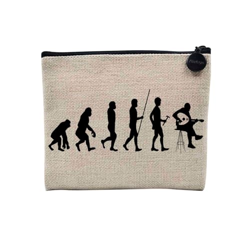 Tasche aus Leinen – Kollektion Parodie Evolution des Mannes Leidenschaft Sport Freizeit Musikinstrument Musik – Kosmetiktasche aus Leinen in Leinenoptik – Kulturbeutel – Geldbörse, Oud, 15 x 10 cm, von Fabulous