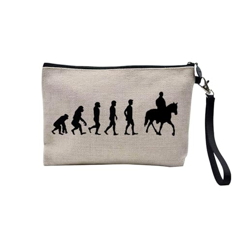 Tasche aus Leinen – Kollektion Parodie Evolution des Mannes Leidenschaft Sport Freizeit Musikinstrument Musik – Kosmetiktasche aus Leinen in Leinenoptik – Kulturbeutel – Geldbörse, Reiten, 23.5 x 15 von Fabulous