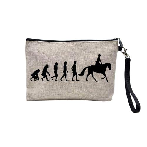 Tasche aus Leinen – Kollektion Parodie Evolution des Mannes Leidenschaft Sport Freizeit Musikinstrument Musik – Kosmetiktasche aus Leinen in Leinenoptik – Kulturbeutel – Geldbörse, Reiten 2, 23.5 x 15 von Fabulous