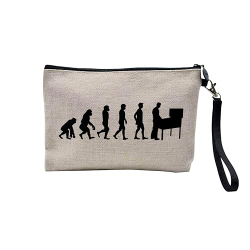 Tasche aus Leinen – Kollektion Parodie Evolution des Mannes Leidenschaft Sport Freizeit Musikinstrument Musik – Kosmetiktasche aus Leinen in Leinenoptik – Kulturbeutel – Geldbörse, Retro-Spiele, 23.5 von Fabulous