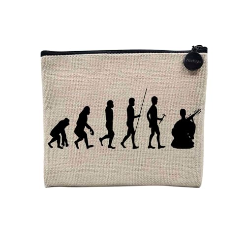 Tasche aus Leinen – Kollektion Parodie Evolution des Mannes Leidenschaft Sport Freizeit Musikinstrument Musik – Kosmetiktasche aus Leinen in Leinenoptik – Kulturbeutel – Geldbörse, Sarod, 15 x 10 cm, von Fabulous