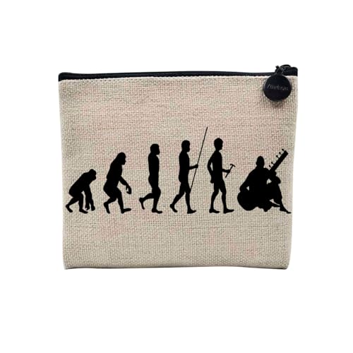 Tasche aus Leinen – Kollektion Parodie Evolution des Mannes Leidenschaft Sport Freizeit Musikinstrument Musik – Kosmetiktasche aus Leinen in Leinenoptik – Kulturbeutel – Geldbörse, Sitar, 15 x 10 cm, von Fabulous