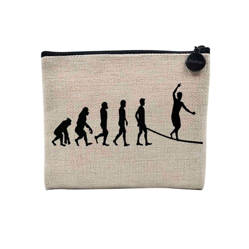 Tasche aus Leinen – Kollektion Parodie Evolution des Mannes Leidenschaft Sport Freizeit Musikinstrument Musik – Kosmetiktasche aus Leinen in Leinenoptik – Kulturbeutel – Geldbörse, Slackline, 15 x 10 von Fabulous