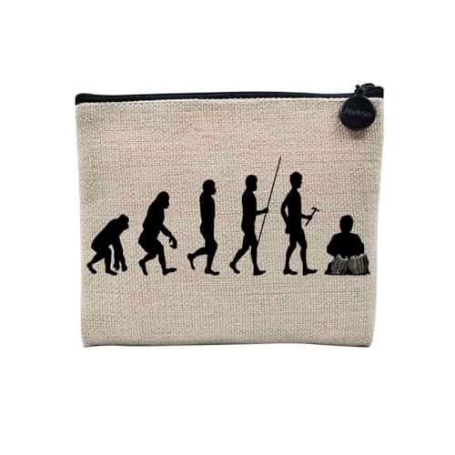Tasche aus Leinen – Kollektion Parodie Evolution des Mannes Leidenschaft Sport Freizeit Musikinstrument Musik – Kosmetiktasche aus Leinen in Leinenoptik – Kulturbeutel – Geldbörse, Tabla, 15 x 10 cm, von Fabulous