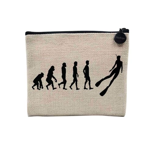 Tasche aus Leinen – Kollektion Parodie Evolution des Mannes Leidenschaft Sport Freizeit Musikinstrument Musik – Kosmetiktasche aus Leinen in Leinenoptik – Kulturbeutel – Geldbörse, Tauchen, 15 x 10 von Fabulous