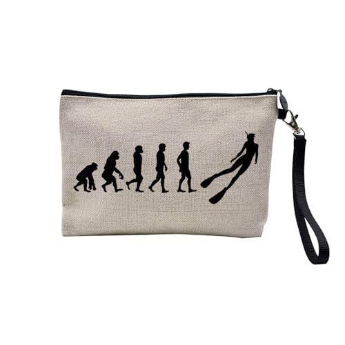Tasche aus Leinen – Kollektion Parodie Evolution des Mannes Leidenschaft Sport Freizeit Musikinstrument Musik – Kosmetiktasche aus Leinen in Leinenoptik – Kulturbeutel – Geldbörse, Tauchen, 23.5 x 15 von Fabulous