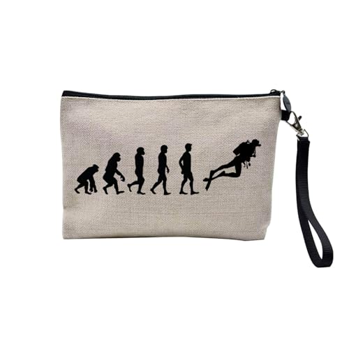 Tasche aus Leinen – Kollektion Parodie Evolution des Mannes Leidenschaft Sport Freizeit Musikinstrument Musik – Kosmetiktasche aus Leinen in Leinenoptik – Kulturbeutel – Geldbörse, Tauchen 2, 23.5 x von Fabulous