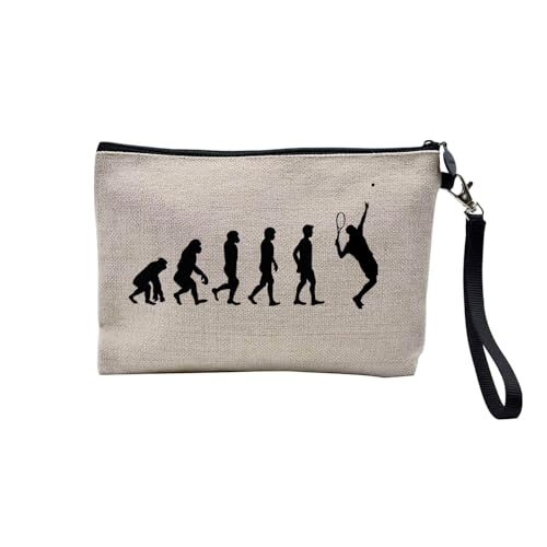 Tasche aus Leinen – Kollektion Parodie Evolution des Mannes Leidenschaft Sport Freizeit Musikinstrument Musik – Kosmetiktasche aus Leinen in Leinenoptik – Kulturbeutel – Geldbörse, Tennis, 23.5 x 15 von Fabulous