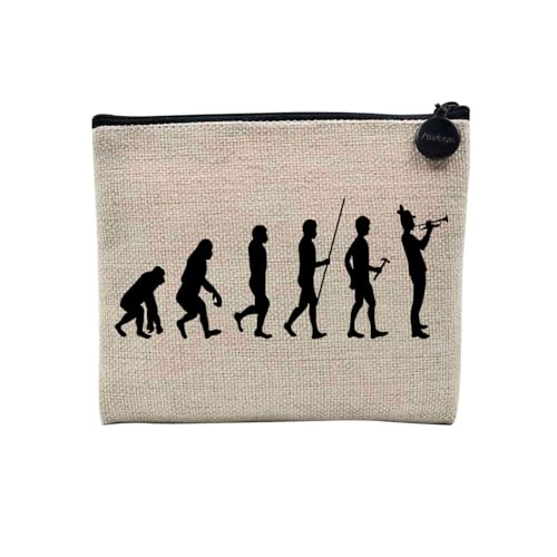 Tasche aus Leinen – Kollektion Parodie Evolution des Mannes Leidenschaft Sport Freizeit Musikinstrument Musik – Kosmetiktasche aus Leinen in Leinenoptik – Kulturbeutel – Geldbörse, Trompete, 15 x 10 von Fabulous