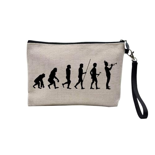 Tasche aus Leinen – Kollektion Parodie Evolution des Mannes Leidenschaft Sport Freizeit Musikinstrument Musik – Kosmetiktasche aus Leinen in Leinenoptik – Kulturbeutel – Geldbörse, Trompete, 23.5 x 15 von Fabulous