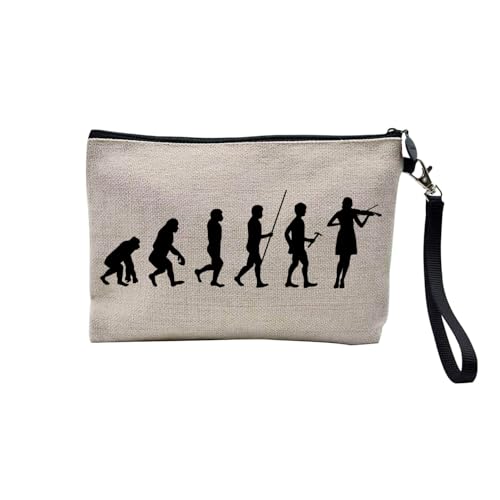 Tasche aus Leinen – Kollektion Parodie Evolution des Mannes Leidenschaft Sport Freizeit Musikinstrument Musik – Kosmetiktasche aus Leinen in Leinenoptik – Kulturbeutel – Geldbörse, Violine, 23.5 x 15 von Fabulous