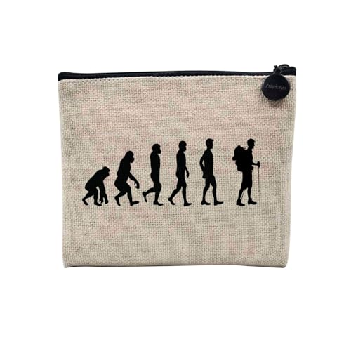 Tasche aus Leinen – Kollektion Parodie Evolution des Mannes Leidenschaft Sport Freizeit Musikinstrument Musik – Kosmetiktasche aus Leinen in Leinenoptik – Kulturbeutel – Geldbörse, Wandern, 15 x 10 von Fabulous