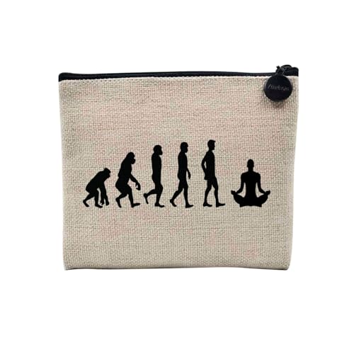 Tasche aus Leinen – Kollektion Parodie Evolution des Mannes Leidenschaft Sport Freizeit Musikinstrument Musik – Kosmetiktasche aus Leinen in Leinenoptik – Kulturbeutel – Geldbörse, Yoga, 15 x 10 cm, von Fabulous