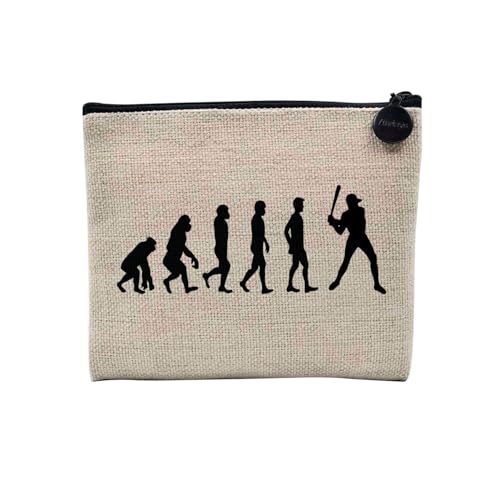Tasche aus Leinen – Kollektion Parodie Evolution des Mannes Leidenschaft Sport Freizeit Musikinstrument Musik – Kosmetiktasche aus Leinen in Leinenoptik – Kulturbeutel – Geldbörse, baseball, 15 x 10 von Fabulous