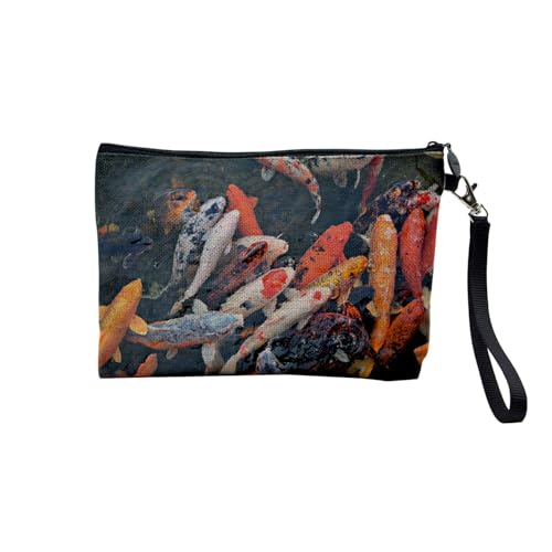 Tasche aus Leinen – Kollektion Plus Schöne Fotos von Fischen Unterwasserwelt Tauchen Hai – Kosmetiktasche aus Segeltuch in Leinenoptik – Kulturbeutel – Geldbörse, Koi 4, 23.5 x 15 cm, Kosmetiktasche von Fabulous