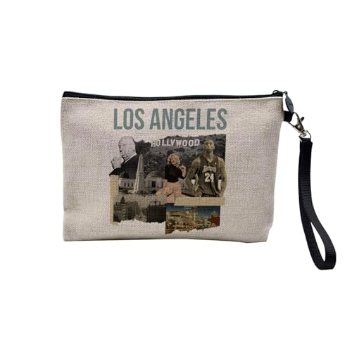 Tasche aus Leinen – Kollektion Städte der Welt Stil Collage Postkarte Vintage Reise Tourismus Retro – Kosmetiktasche aus Leinen in Leinenoptik – Kulturbeutel – Geldbörse, Los Angeles 2, 23.5 x 15 cm, von Fabulous