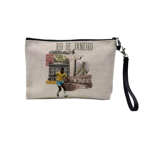 Tasche aus Leinen – Kollektion Städte der Welt Stil Collage Postkarte Vintage Reise Tourismus Retro – Kosmetiktasche aus Leinen in Leinenoptik – Kulturbeutel – Geldbörse, Rio de Janeiro 2, 23.5 x 15 von Fabulous