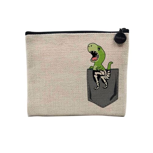 Tasche aus Leinen – Kollektion Überraschung Humor Witz niedliches Design – Kosmetiktasche aus Leinen in Leinenoptik – Kulturbeutel – Geldbörse, Dinosaurier, 15 x 10 cm, Kosmetiktasche von Fabulous