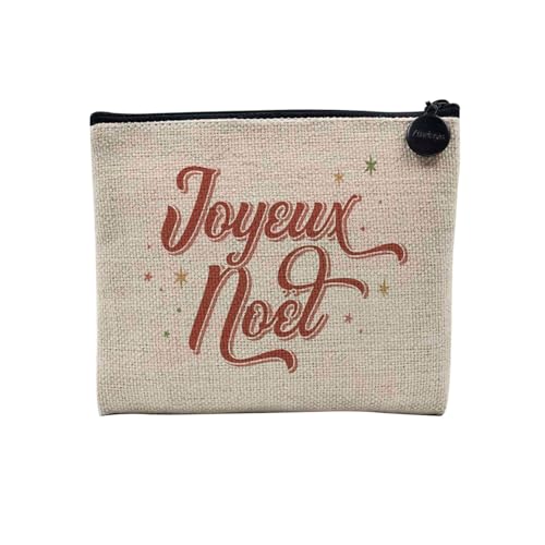 Tasche aus Leinen – Kollektion Weihnachten Vintage Retro Zeichnung Illustration Foto Pere Weihnachten Weihnachtsbaum Dekoration – Kosmetiktasche aus Leinen – Kulturbeutel – Geldbörse, Frohe von Fabulous