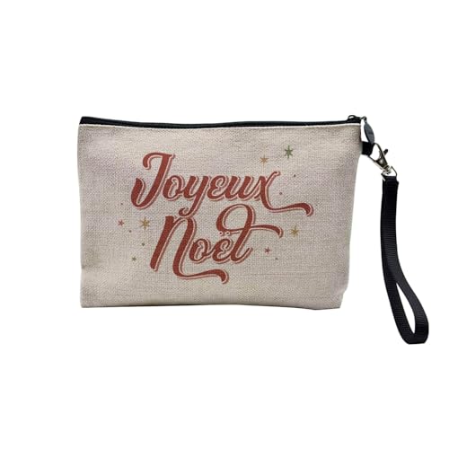 Tasche aus Leinen – Kollektion Weihnachten Vintage Retro Zeichnung Illustration Foto Pere Weihnachten Weihnachtsbaum Dekoration – Kosmetiktasche aus Leinen – Kulturbeutel – Geldbörse, Frohe von Fabulous