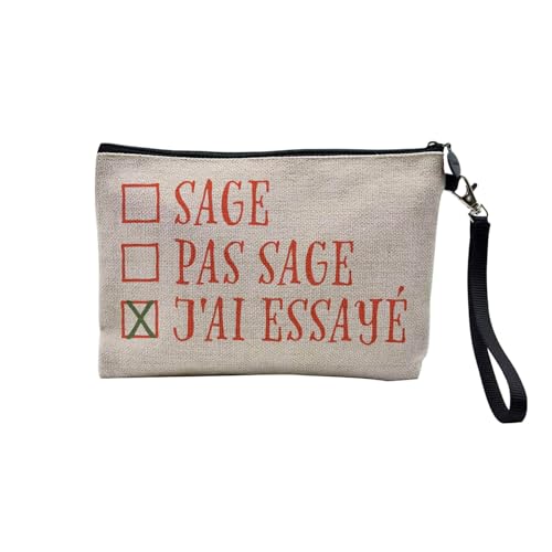 Tasche aus Leinen – Kollektion Weihnachten Vintage Retro Zeichnung Illustration Foto Pere Weihnachten Weihnachtsbaum Dekoration – Kosmetiktasche aus Leinen – Kulturbeutel – Geldbörse, Ich habe es von Fabulous