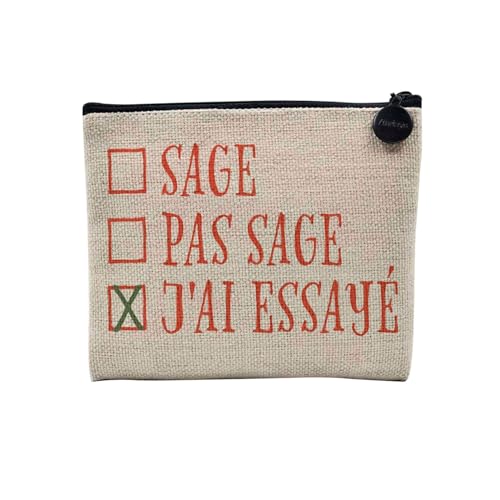 Tasche aus Leinen – Kollektion Weihnachten Vintage Retro Zeichnung Illustration Foto Pere Weihnachten Weihnachtsbaum Dekoration – Kosmetiktasche aus Leinen – Kulturbeutel – Geldbörse, Ich habe es von Fabulous