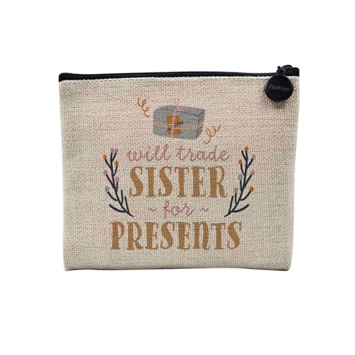 Tasche aus Leinen – Kollektion Weihnachten Vintage Retro Zeichnung Illustration Foto Pere Weihnachten Weihnachtsbaum Dekoration – Kosmetiktasche aus Leinen – Kulturbeutel – Geldbörse, Presents Sister, von Fabulous